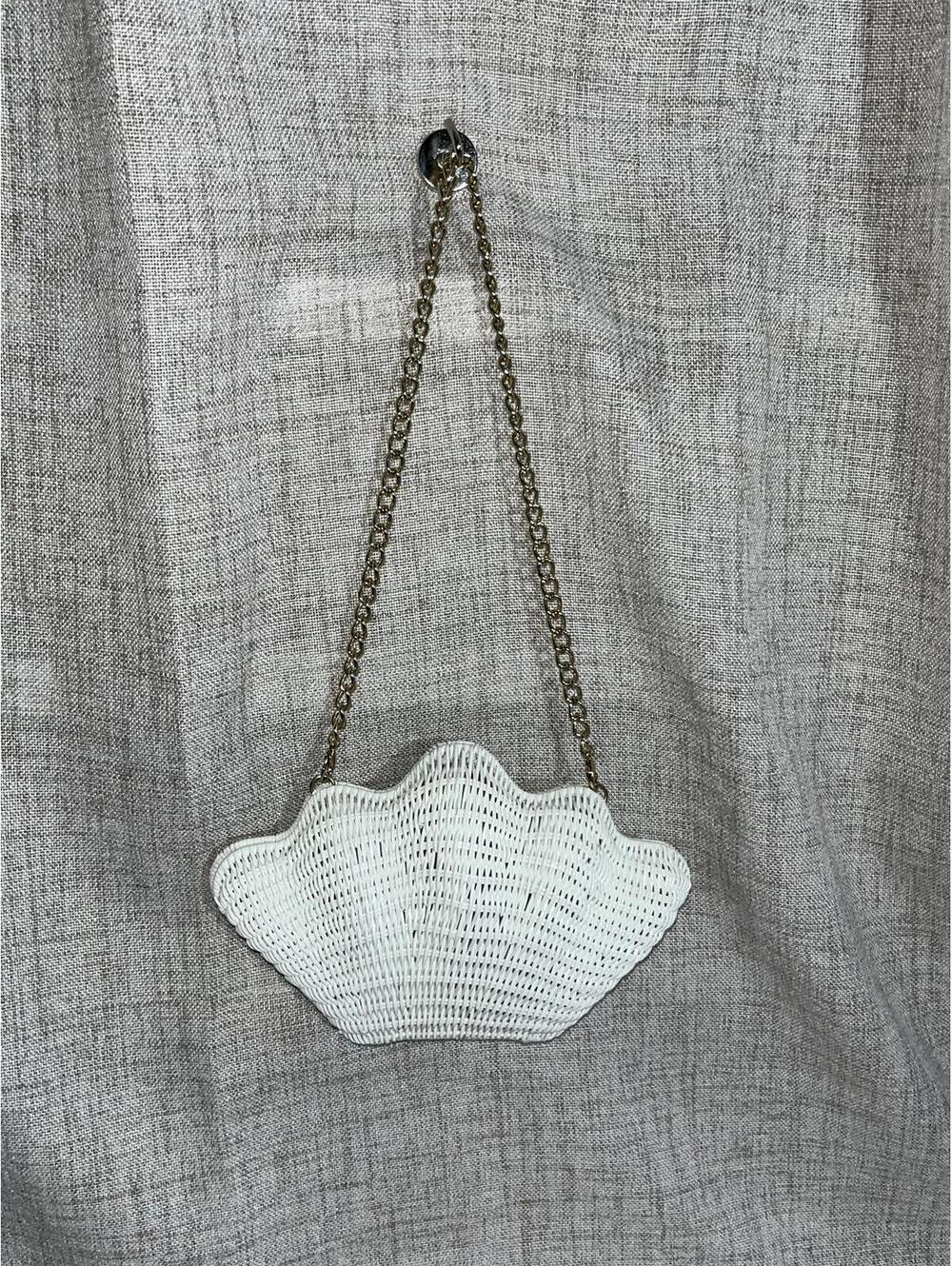 Talbots Wicker Box Shell Purse / Clutch White / Gold NWoT